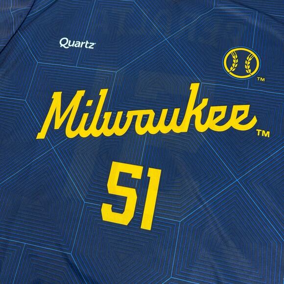 2024 Men's MLB Milwaukee Brewers Freddy Peralta 51 SGA Soccer Jersey Shirt Sz M - Picture 3 of 6
